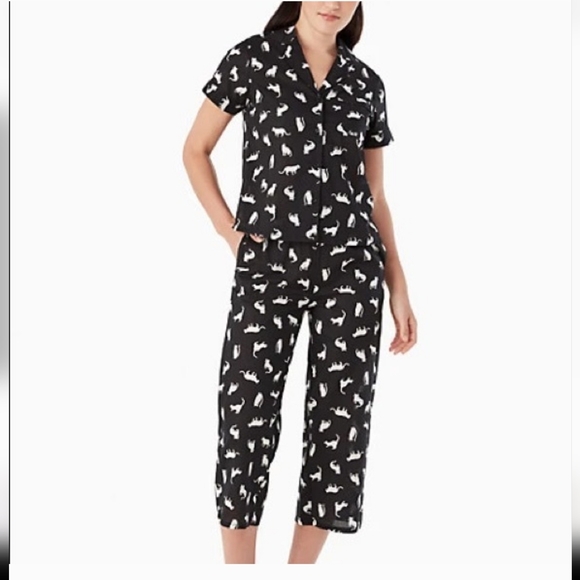 Kate Spade Black Pajama Set 😺 - Picture 1 of 14